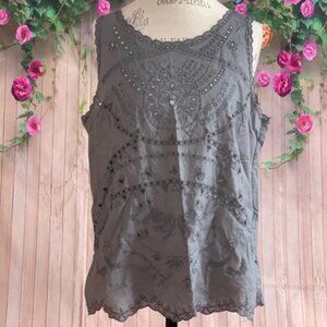 EUC - Gap Grey Sleeveless Detailed Top - SIze: XL